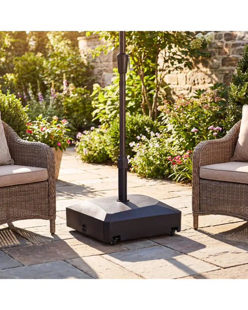 176 LBS Fillable Mobile Umbrella Base with 4 Wheels and 2 Locks-Black - Black - Outdoor Umbrella Bases