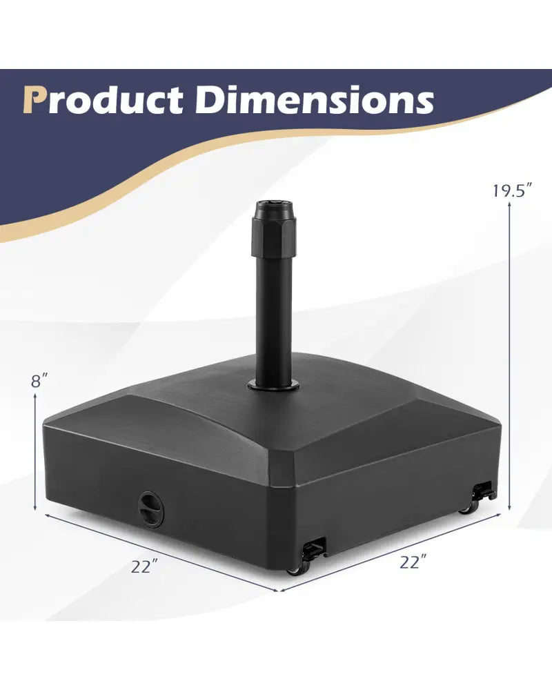 176 LBS Fillable Mobile Umbrella Base with 4 Wheels and 2 Locks-Black - Black - Outdoor Umbrella Bases