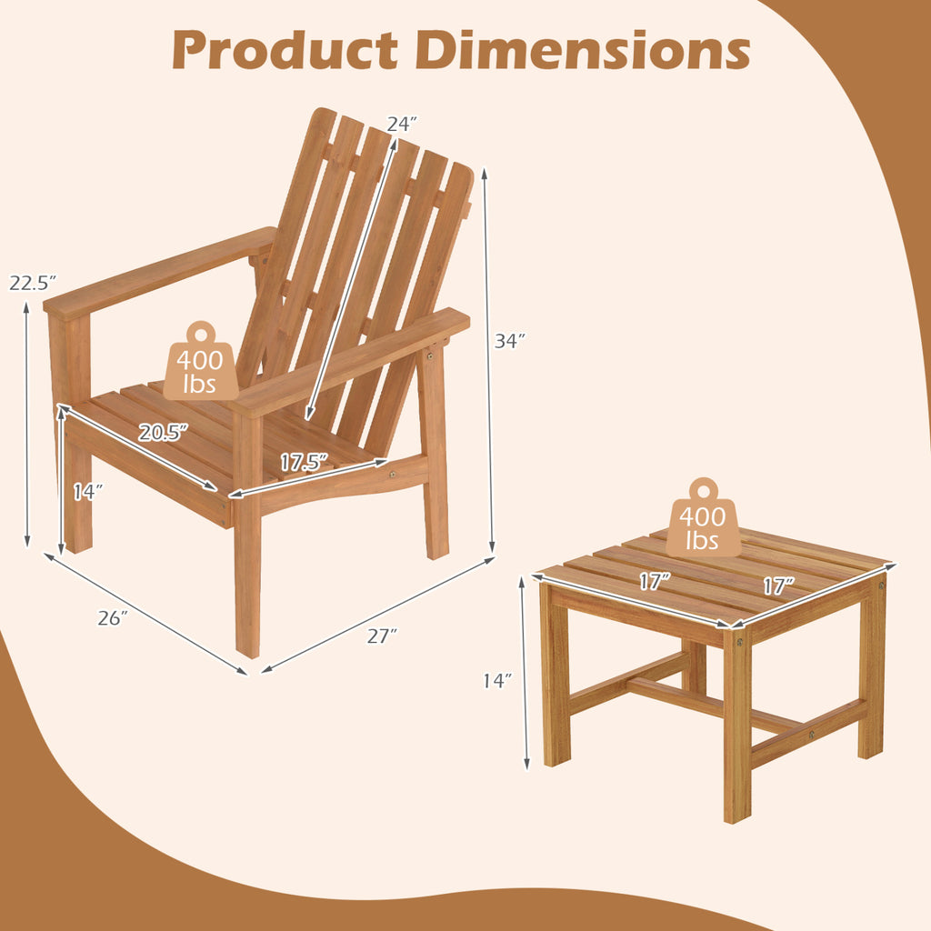 17€ Square Patio Acacia Wood Side Table with Slatted Tabletop-Set of 1