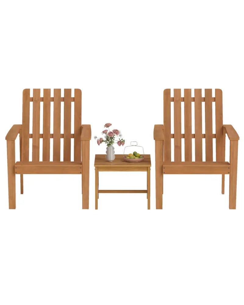 17â€ Square Patio Acacia Wood Side Table with Slatted Tabletop-Set of 2 - End & Side Tables