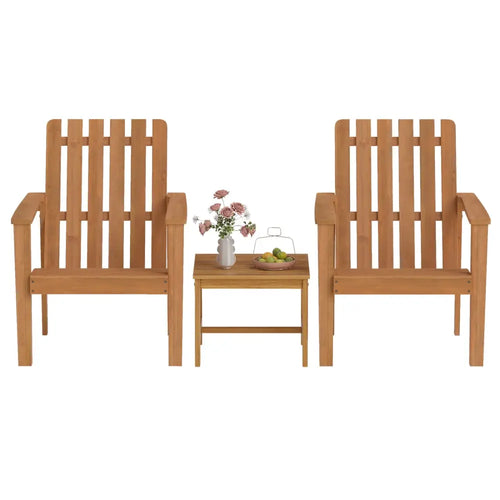 17â€ Square Patio Acacia Wood Side Table with Slatted Tabletop-Set of 2 - End & Side Tables