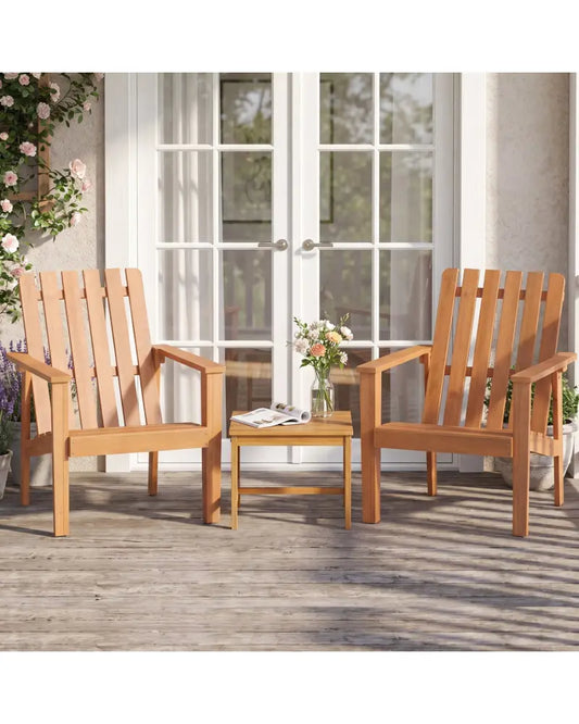 17â€ Square Patio Acacia Wood Side Table with Slatted Tabletop-Set of 2 - End & Side Tables