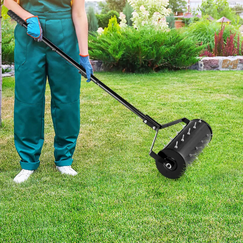 18/21 Inch Manual Lawn Aerator with Detachable Handle-18 inches - Black - Lawn Care Tools