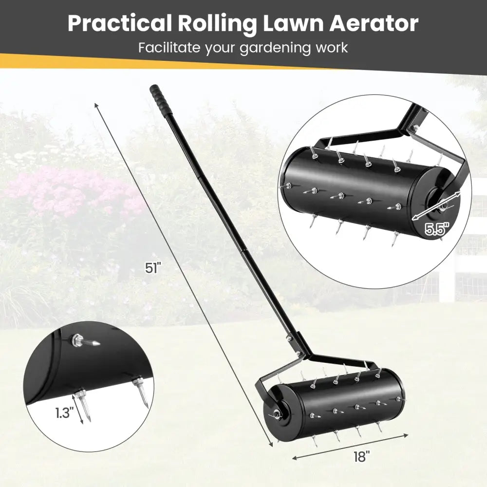 18/21 Inch Manual Lawn Aerator with Detachable Handle-18 inches - Black - Lawn Care Tools