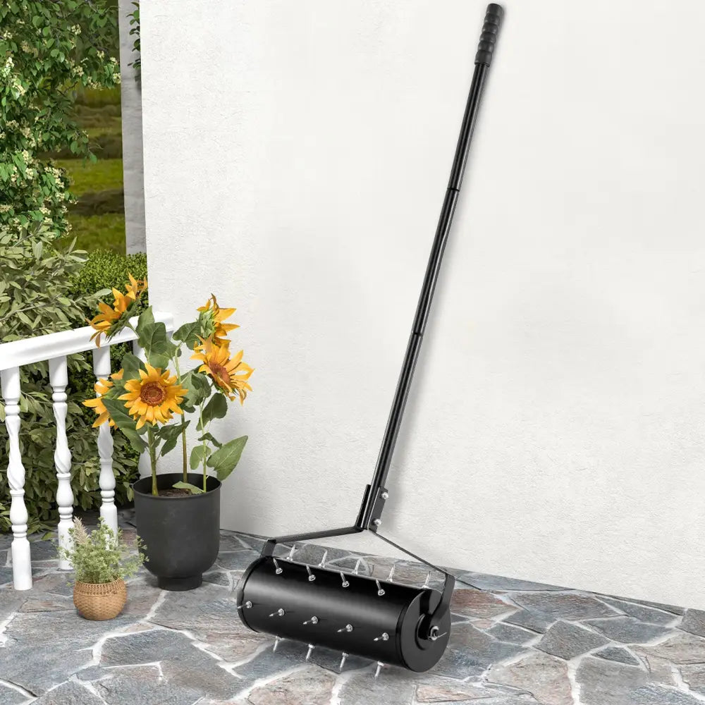 18/21 Inch Manual Lawn Aerator with Detachable Handle-18 inches - Black - Lawn Care Tools