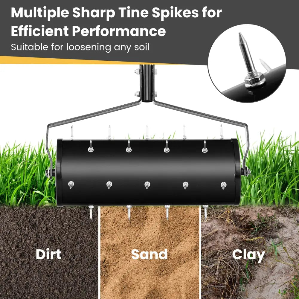 18/21 Inch Manual Lawn Aerator with Detachable Handle-18 inches - Black - Lawn Care Tools