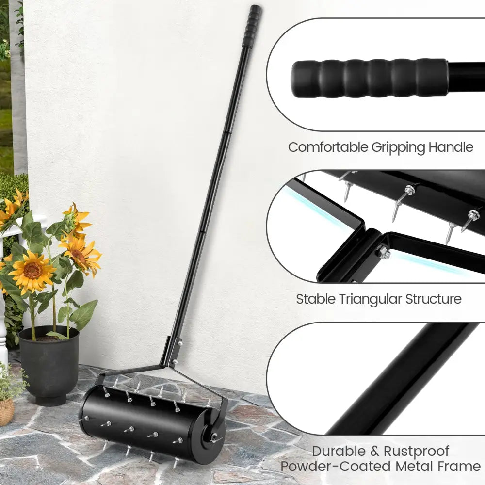 18/21 Inch Manual Lawn Aerator with Detachable Handle-18 inches - Black - Lawn Care Tools