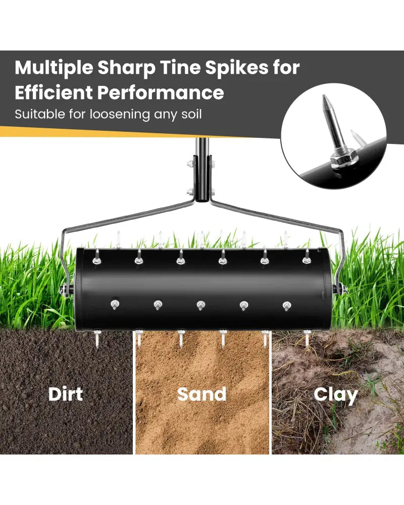 18/21 Inch Manual Lawn Aerator with Detachable Handle-21 inches - Black - Lawn Care Tools
