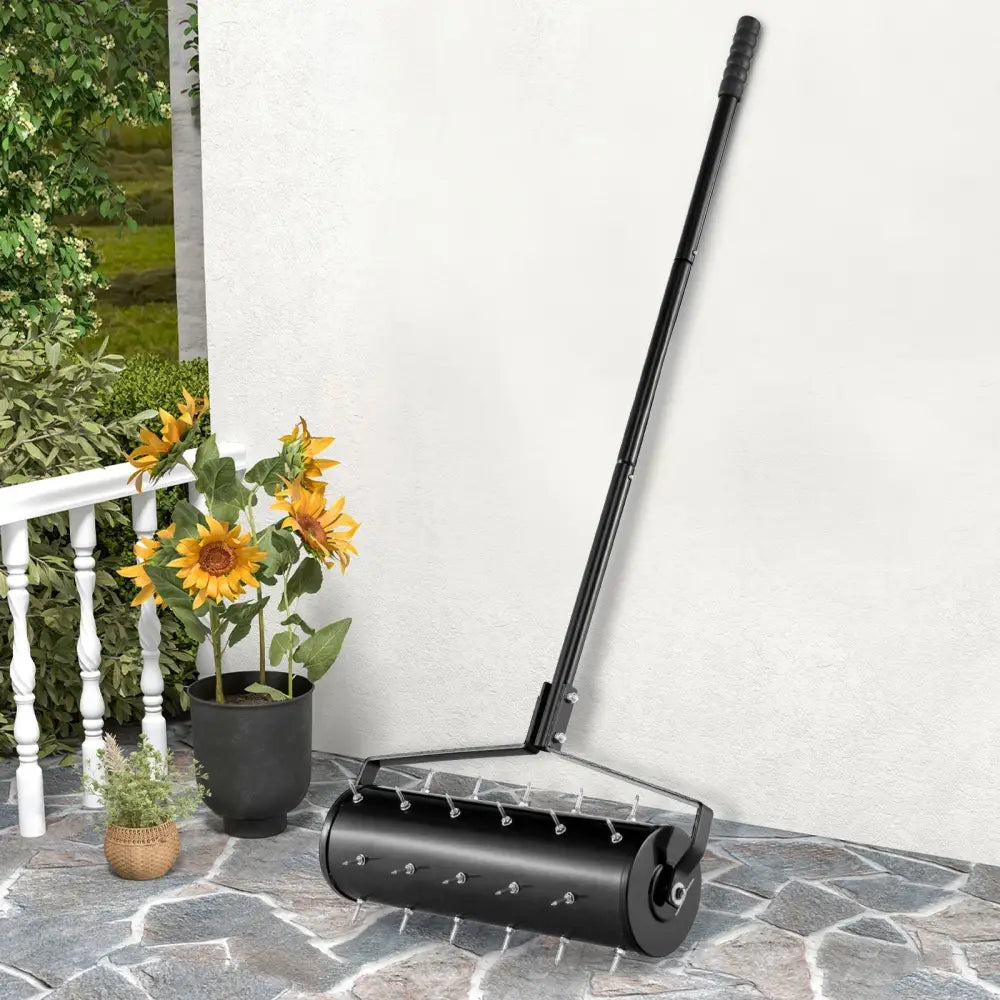 18/21 Inch Manual Lawn Aerator with Detachable Handle-21 inches - Black - Lawn Care Tools