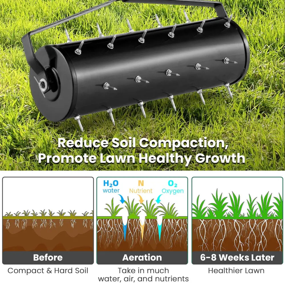 18/21 Inch Manual Lawn Aerator with Detachable Handle-21 inches - Black - Lawn Care Tools