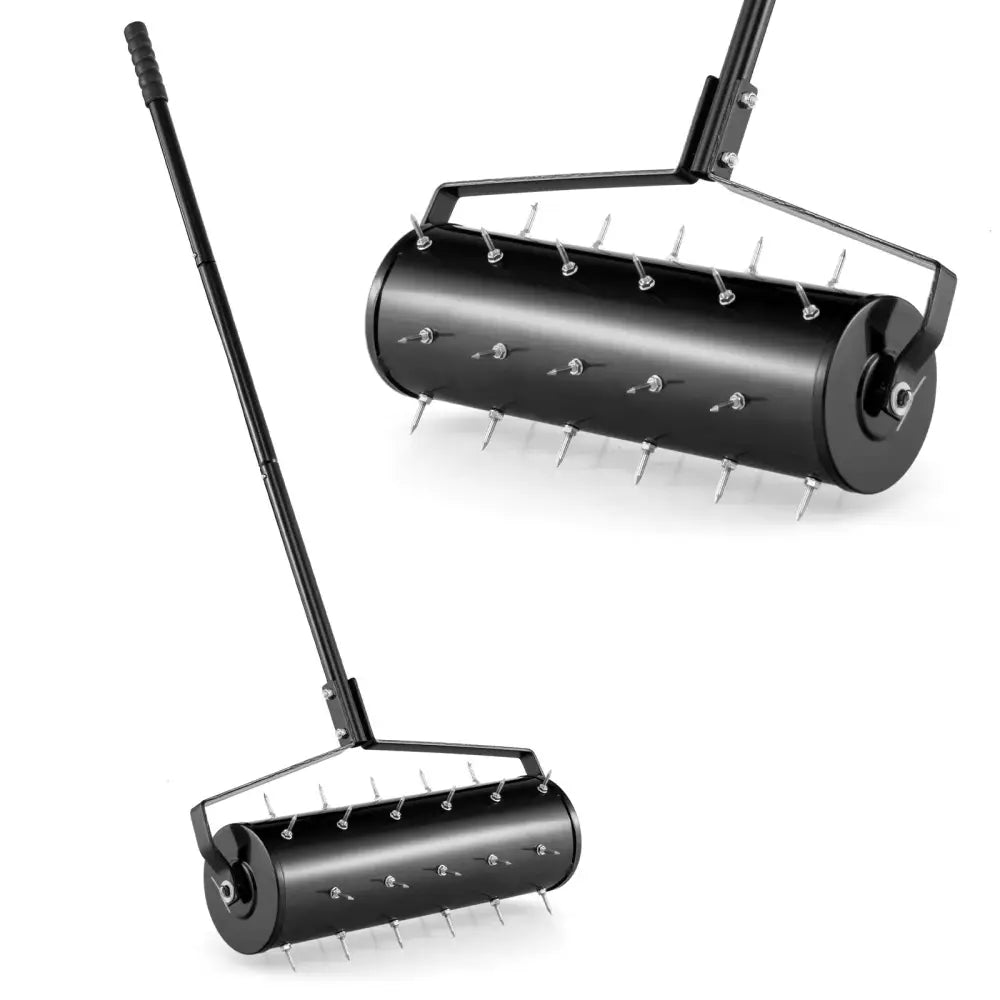 18/21 Inch Manual Lawn Aerator with Detachable Handle-21 inches - Black - Lawn Care Tools
