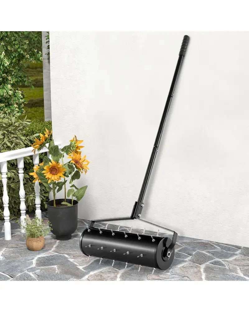 18/21 Inch Manual Lawn Aerator with Detachable Handle-21 inches - Black - Lawn Care Tools