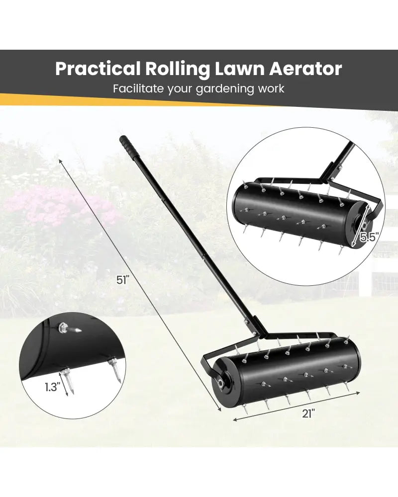 18/21 Inch Manual Lawn Aerator with Detachable Handle-21 inches - Black - Lawn Care Tools