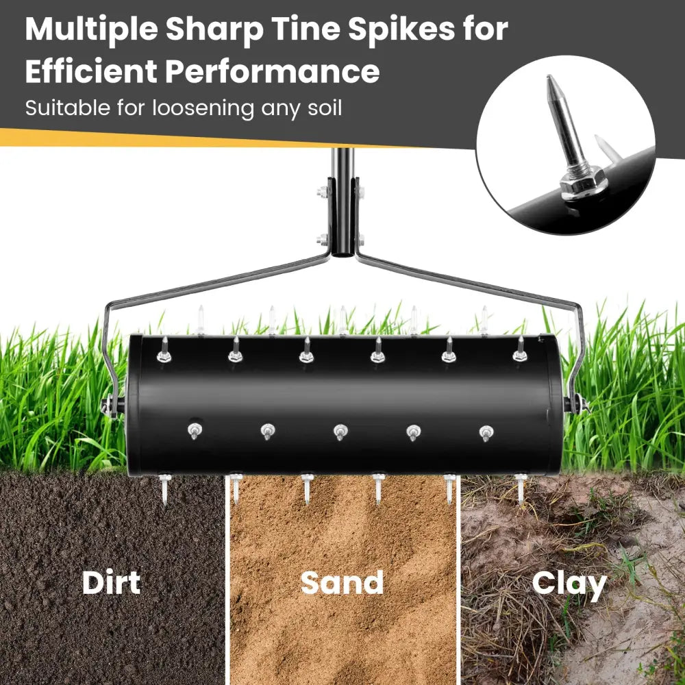 18/21 Inch Manual Lawn Aerator with Detachable Handle-21 inches - Black - Lawn Care Tools