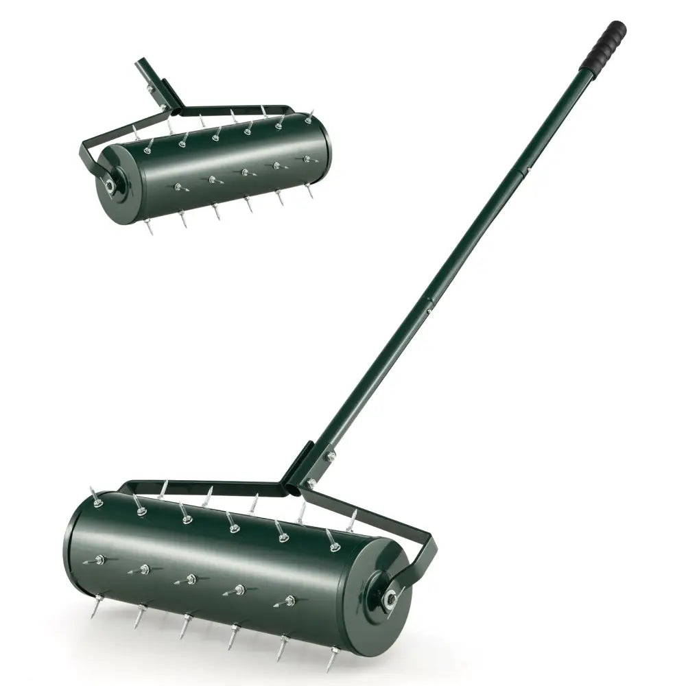 18/21 Inch Manual Lawn Aerator with Detachable Handle Filled with Sand or Stone-21 inches - Green - Lawn Care Tools