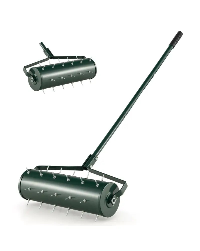 18/21 Inch Manual Lawn Aerator with Detachable Handle Filled with Sand or Stone-21 inches - Green - Lawn Care Tools