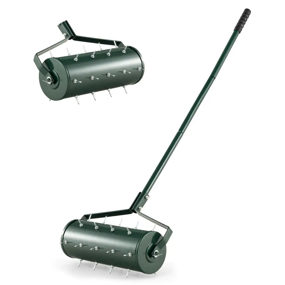 18/21 Inch Manual Lawn Aerator with Detachable Handle Filled with Sand or Stone-18 inches - Green - Lawn Care Tools