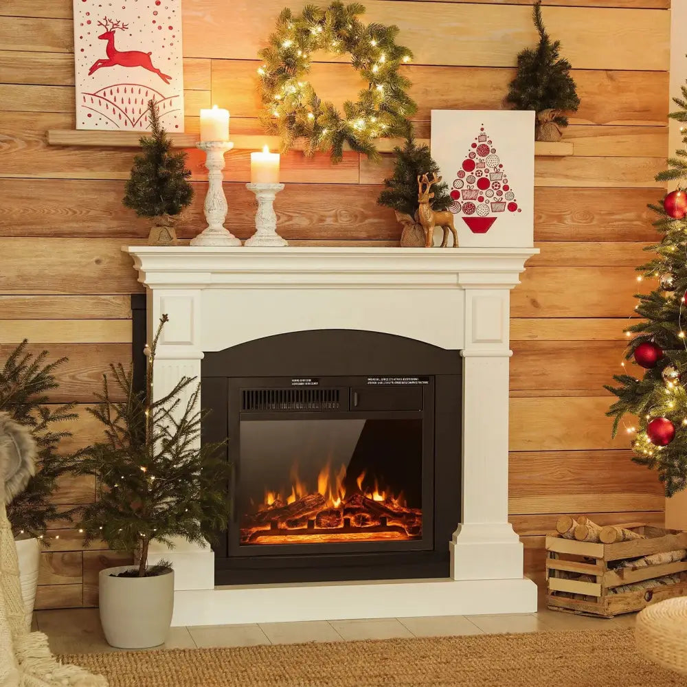 18/22.5 Inch Electric Fireplace Insert with 7-Level Adjustable Flame Brightness Costway