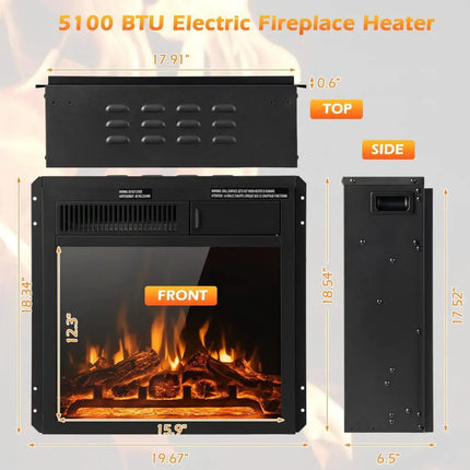 18/22.5 Inch Electric Fireplace Insert with 7-Level Adjustable Flame Brightness Costway