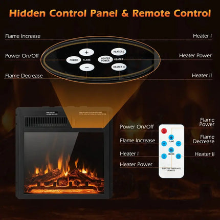 18/22.5 Inch Electric Fireplace Insert with 7-Level Adjustable Flame Brightness Costway
