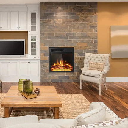 18/22.5 Inch Electric Fireplace Insert with 7-Level Adjustable Flame Brightness Costway