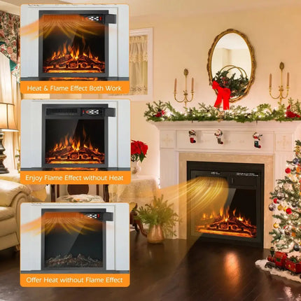 18/22.5 Inch Electric Fireplace Insert with 7-Level Adjustable Flame Brightness Costway