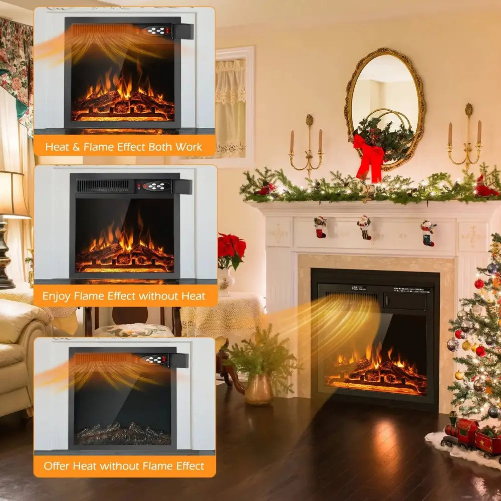 18/22.5 Inch Electric Fireplace Insert with 7-Level Adjustable Flame Brightness Costway
