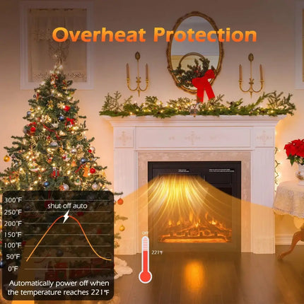 18/22.5 Inch Electric Fireplace Insert with 7-Level Adjustable Flame Brightness Costway