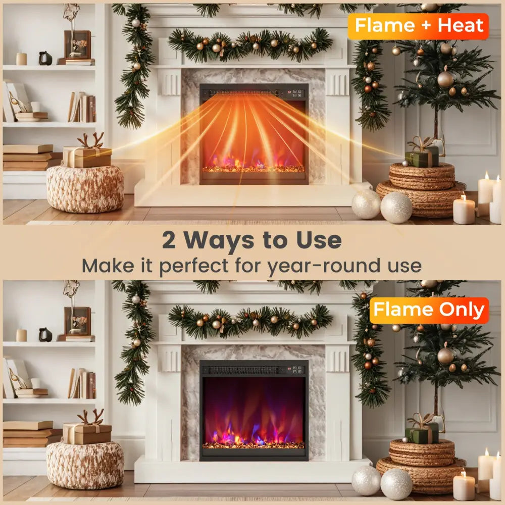 18/23/26 Inch 1500W Electric Fireplace Insert with Remote Control-18 inches - Black - Fireplaces