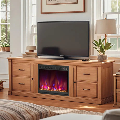 18/23/26 Inch 1500W Electric Fireplace Insert with Remote Control-18 inches - Black - Fireplaces