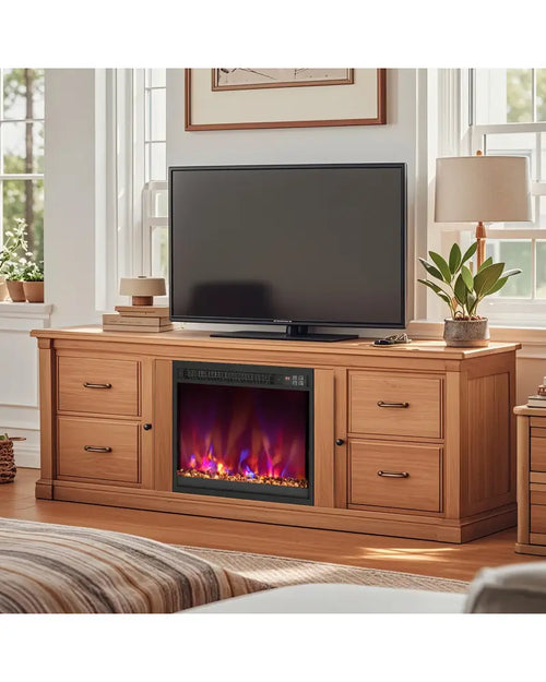18/23/26 Inch 1500W Electric Fireplace Insert with Remote Control-18 inches - Black - Fireplaces