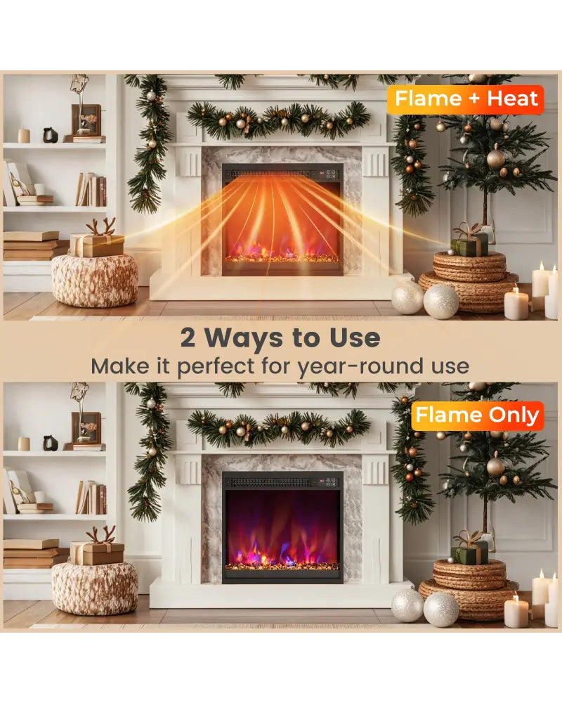 18/23/26 Inch 1500W Electric Fireplace Insert with Remote Control-18 inches - Black - Fireplaces