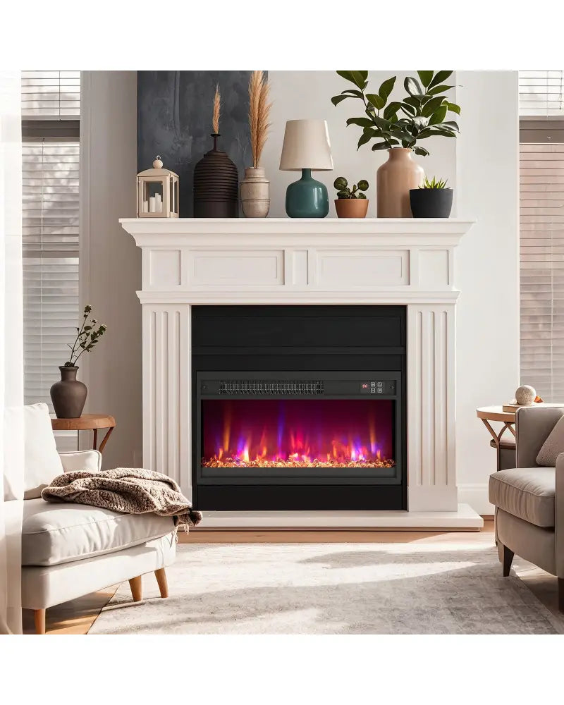 18/23/26 Inch 1500W Electric Fireplace Insert with Remote Control-23 inches - Black - Fireplaces