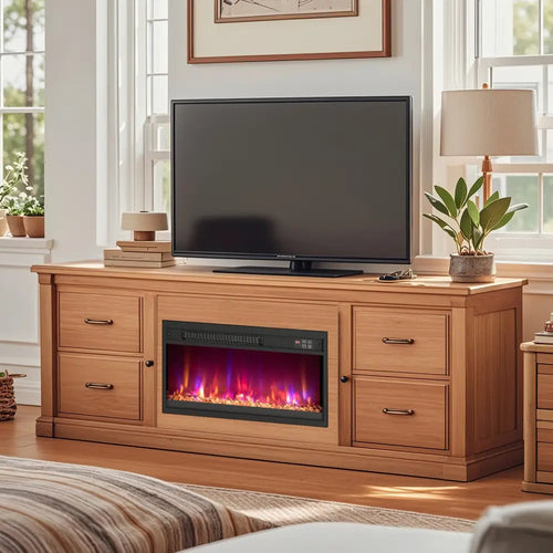 18/23/26 Inch 1500W Electric Fireplace Insert with Remote Control-23 inches - Black - Fireplaces
