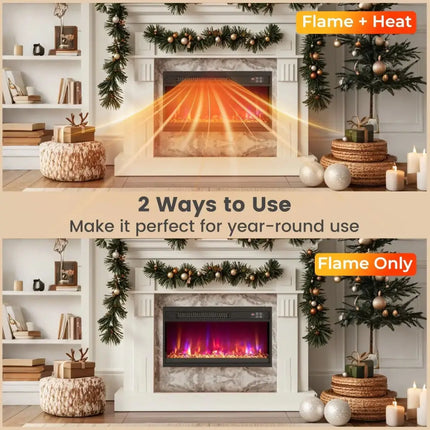 18/23/26 Inch 1500W Electric Fireplace Insert with Remote Control-23 inches Costway