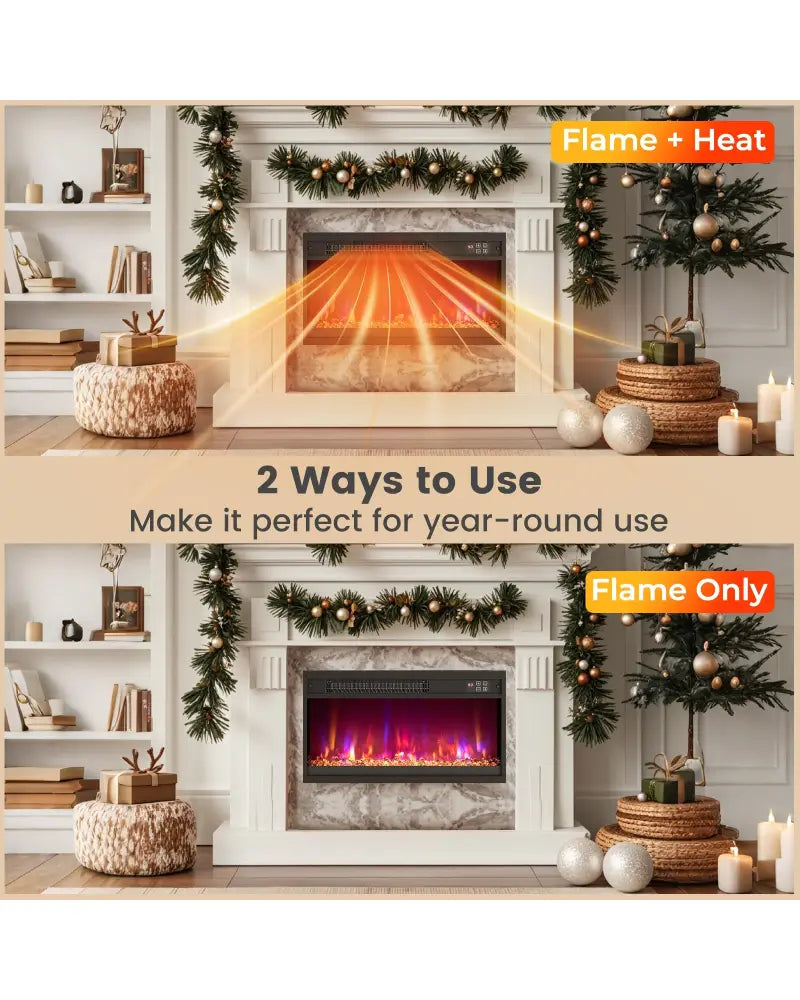 18/23/26 Inch 1500W Electric Fireplace Insert with Remote Control-23 inches - Black - Fireplaces