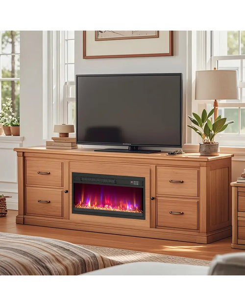 18/23/26 Inch 1500W Electric Fireplace Insert with Remote Control-23 inches - Black - Fireplaces