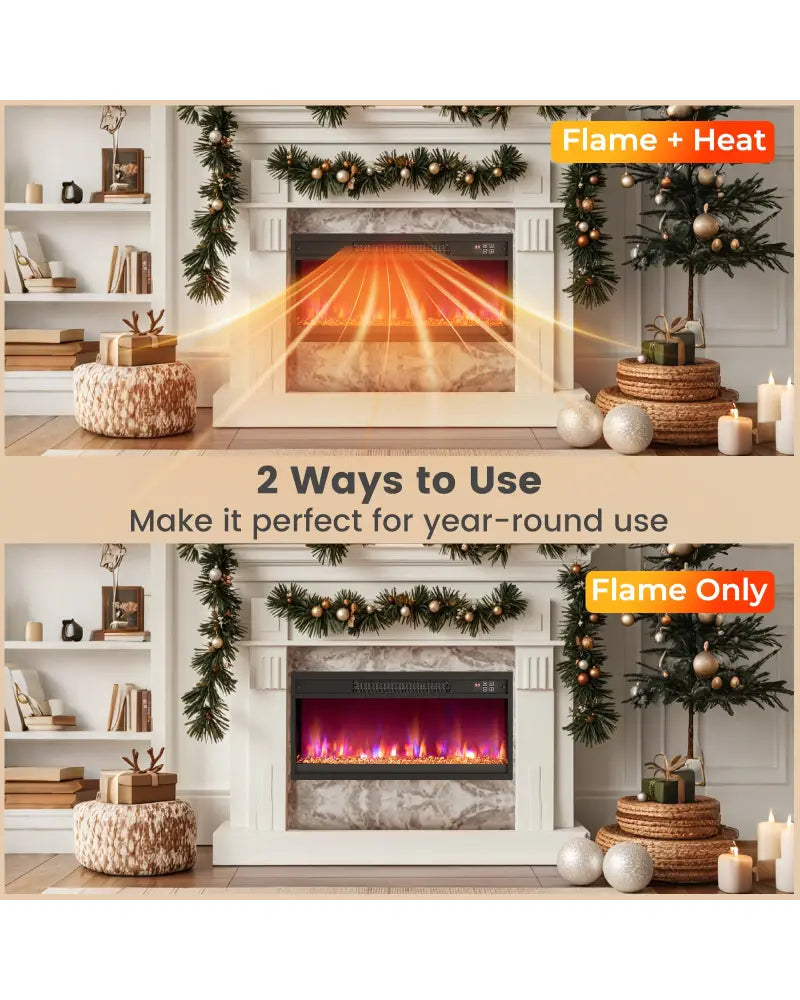 18/23/26 Inch 1500W Electric Fireplace Insert with Remote Control-26 inches - Black - Fireplaces