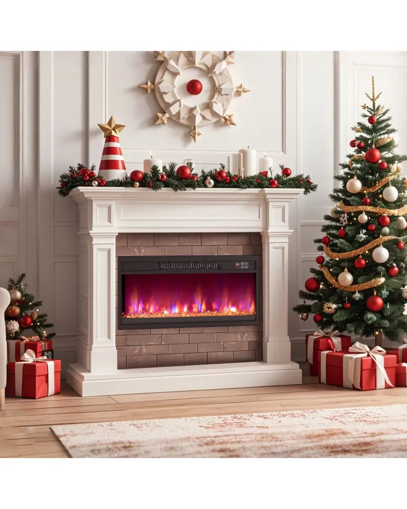 18/23/26 Inch 1500W Electric Fireplace Insert with Remote Control-26 inches - Black - Fireplaces