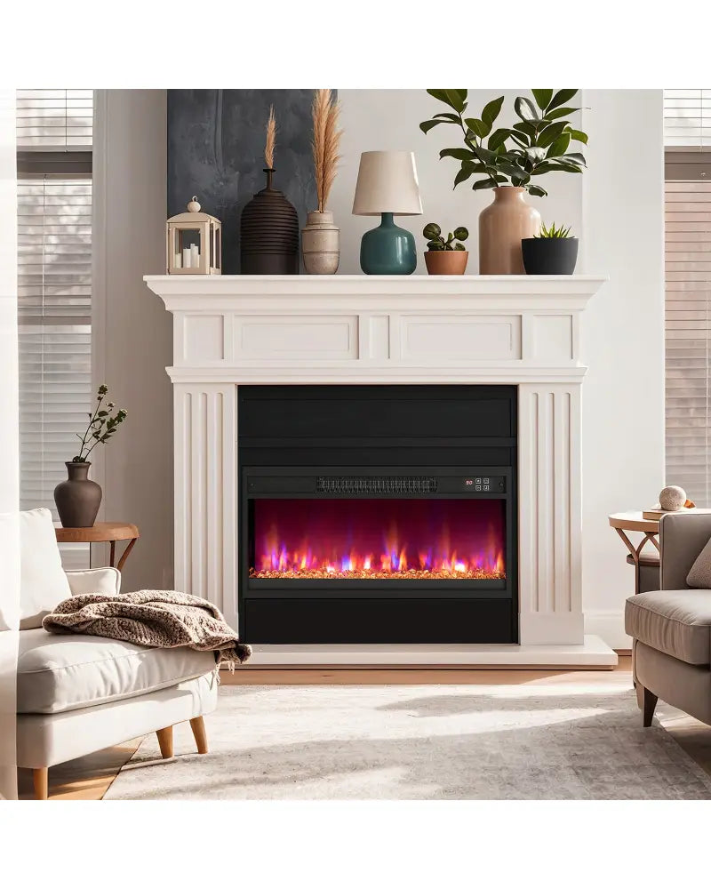 18/23/26 Inch 1500W Electric Fireplace Insert with Remote Control-26 inches - Black - Fireplaces