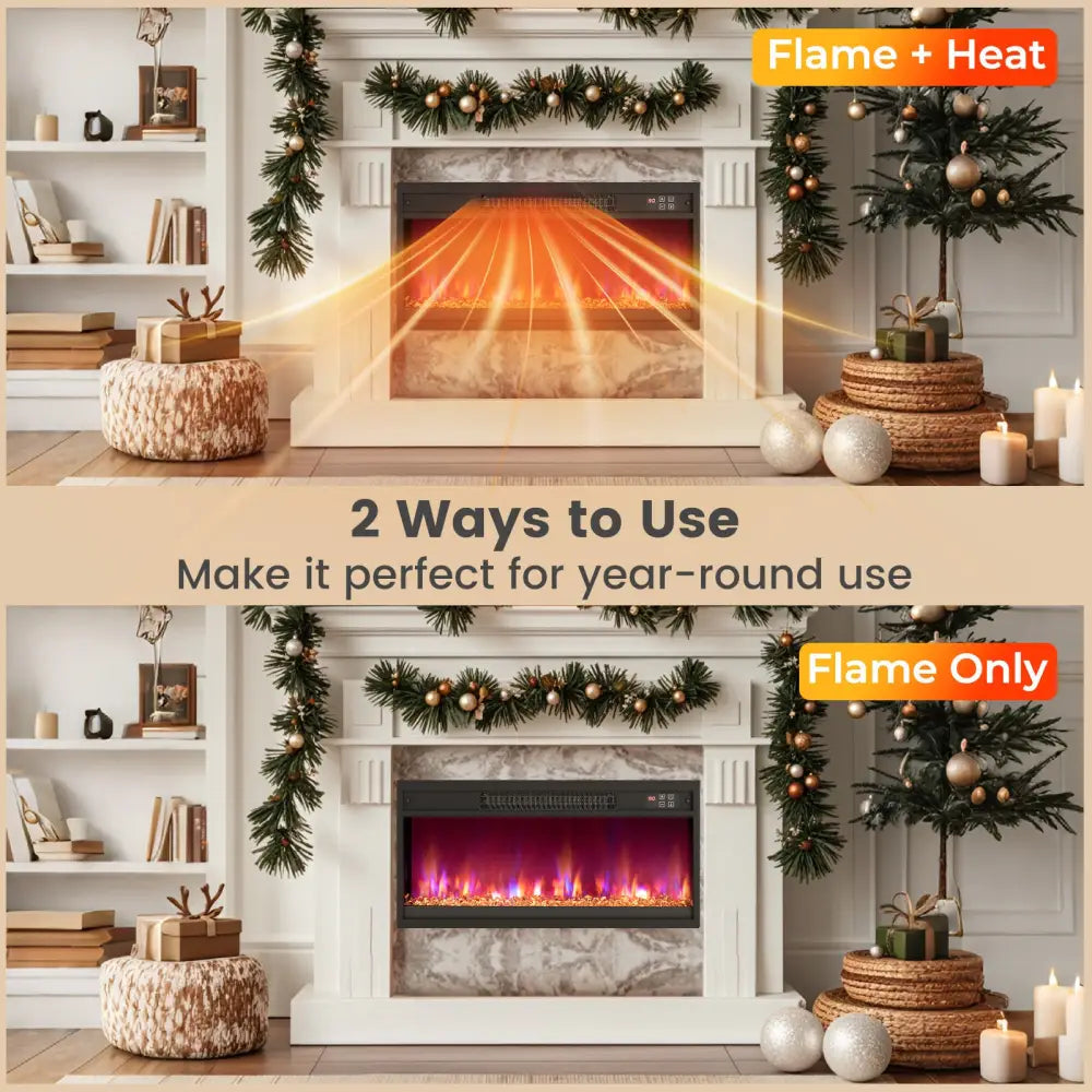 18/23/26 Inch 1500W Electric Fireplace Insert with Remote Control-26 inches - Black - Fireplaces