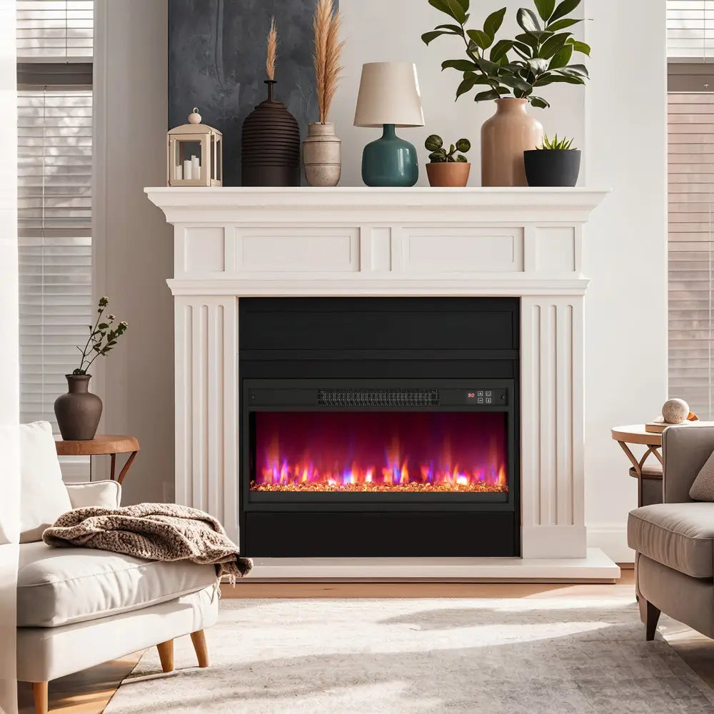 18/23/26 Inch 1500W Electric Fireplace Insert with Remote Control-26 inches - Black - Fireplaces
