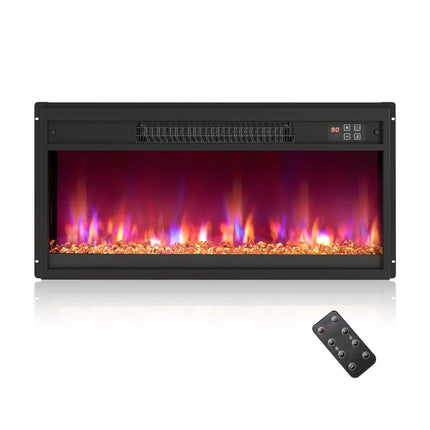 18/23/26 Inch 1500W Electric Fireplace Insert with Remote Control-26 inches - Black - Fireplaces
