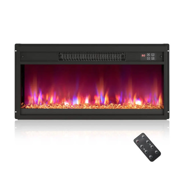 18/23/26 Inch 1500W Electric Fireplace Insert with Remote Control-26 inches - Black - Fireplaces