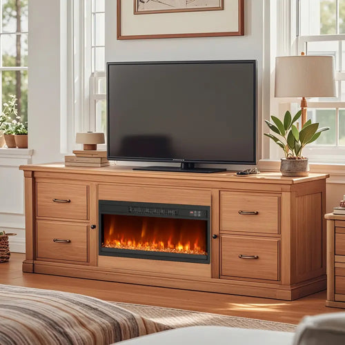 18/23/26 Inch 1500W Electric Fireplace Insert with Remote Control-26 inches - Black - Fireplaces