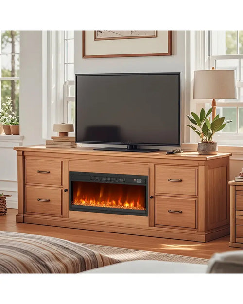 18/23/26 Inch 1500W Electric Fireplace Insert with Remote Control-26 inches - Black - Fireplaces