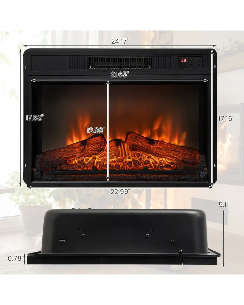 18/23 Inch Electric Fireplace Inserted with Adjustable LED Flame-23 inches - Black - Fireplaces