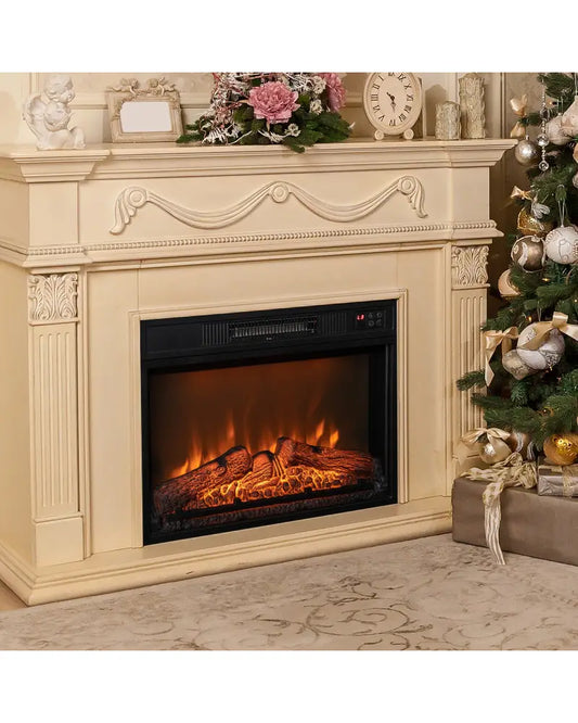 18/23 Inch Electric Fireplace Inserted with Adjustable LED Flame-23 inches - Black - Fireplaces