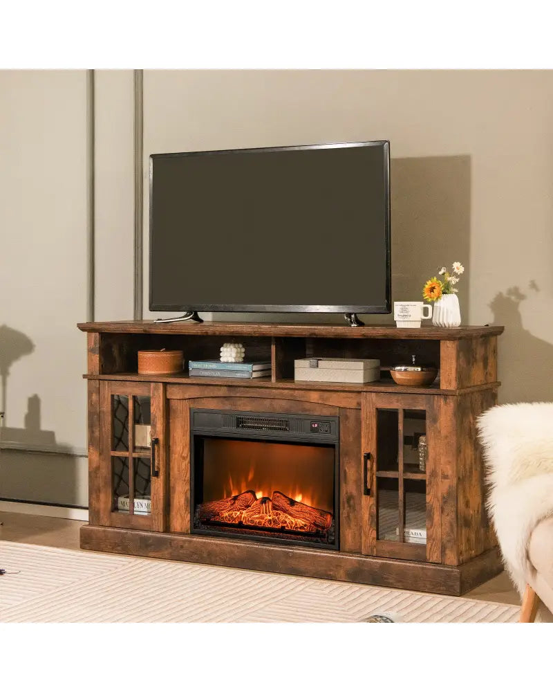 18/23 Inch Electric Fireplace Inserted with Adjustable LED Flame-23 inches - Black - Fireplaces