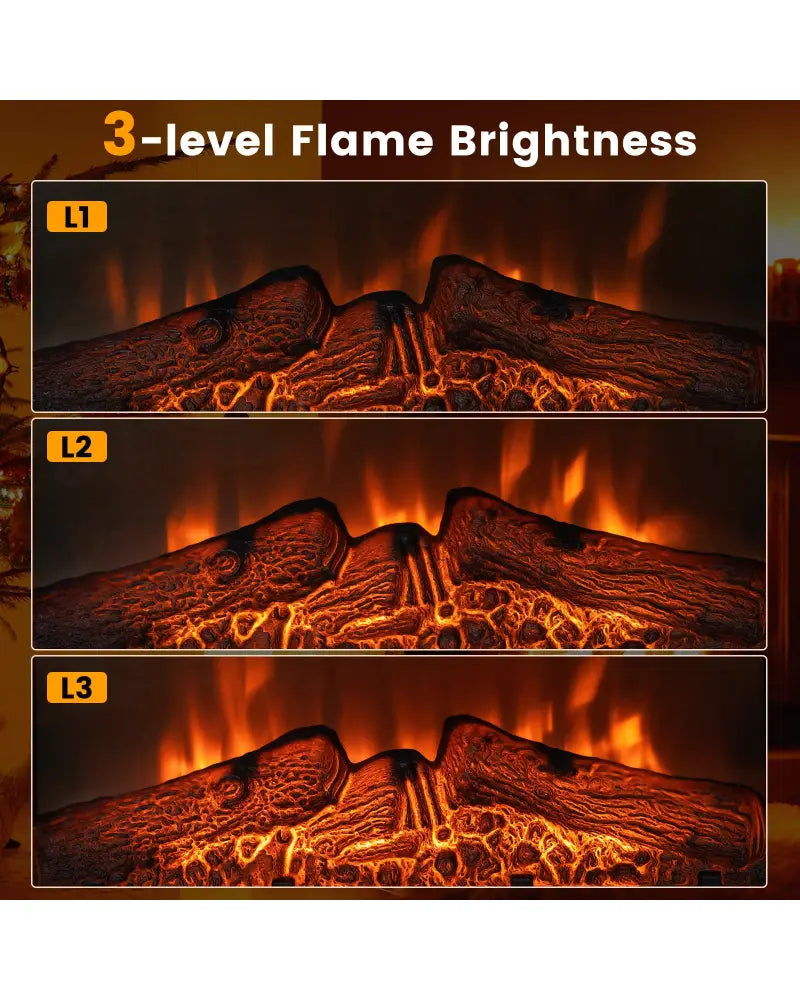 18/23 Inch Electric Fireplace Inserted with Adjustable LED Flame-23 inches - Black - Fireplaces
